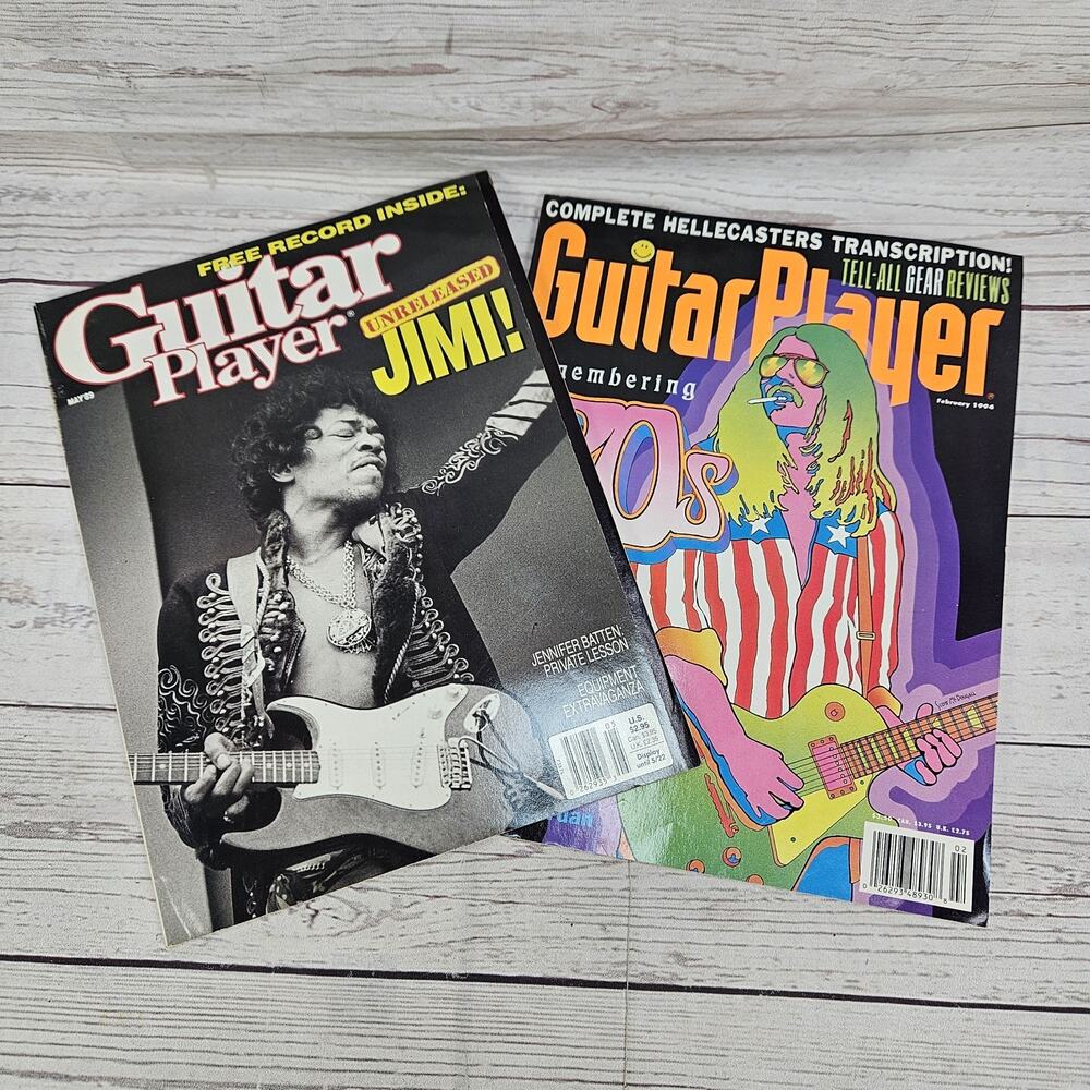 2 Vintage Guitar Player Magazines May 1989 Jimi Hendrix Soundpage & Feb 1994